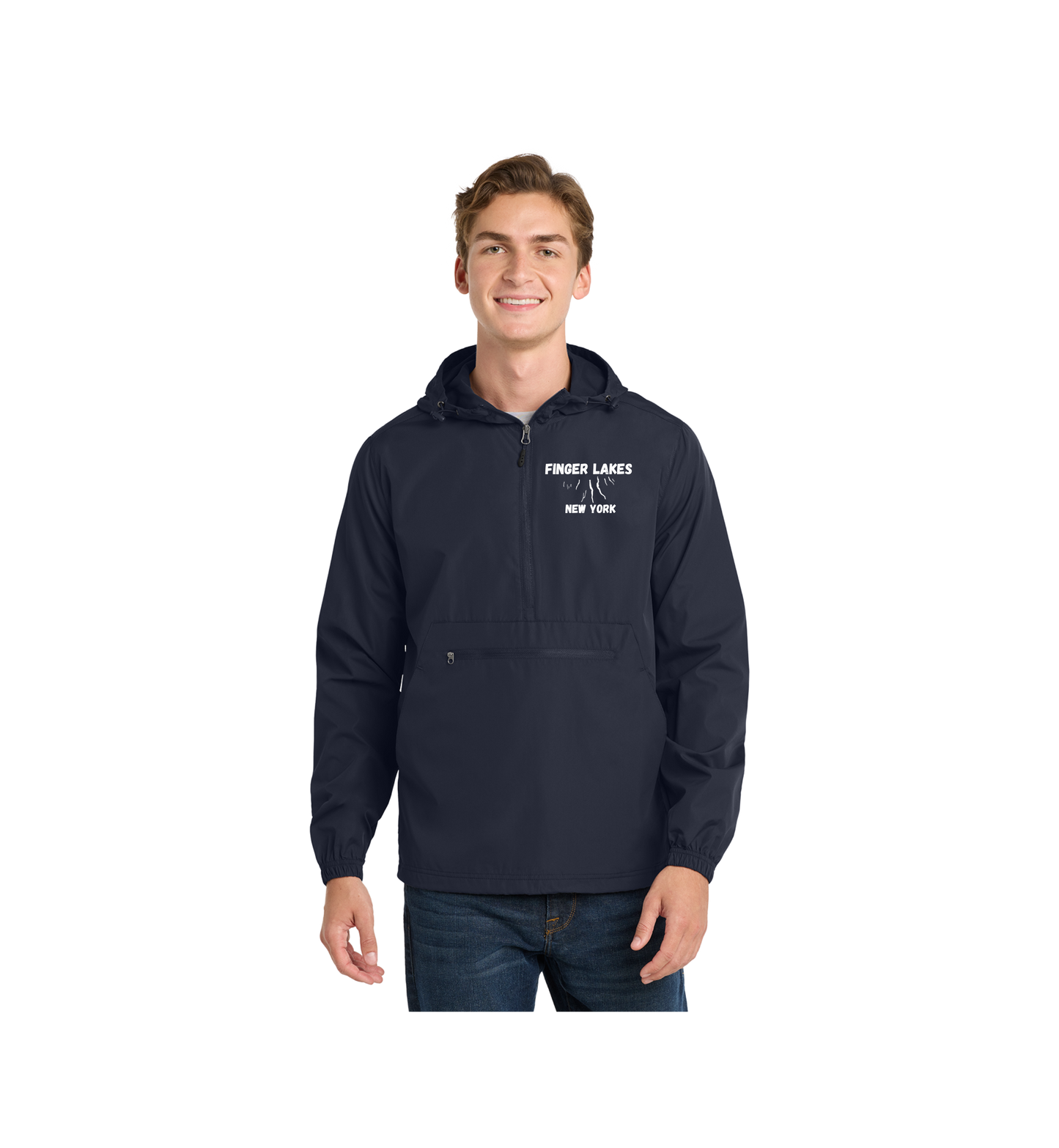 FInger Lakes New York Water & Wind-Resistant Sport-Tek Packable Anorak