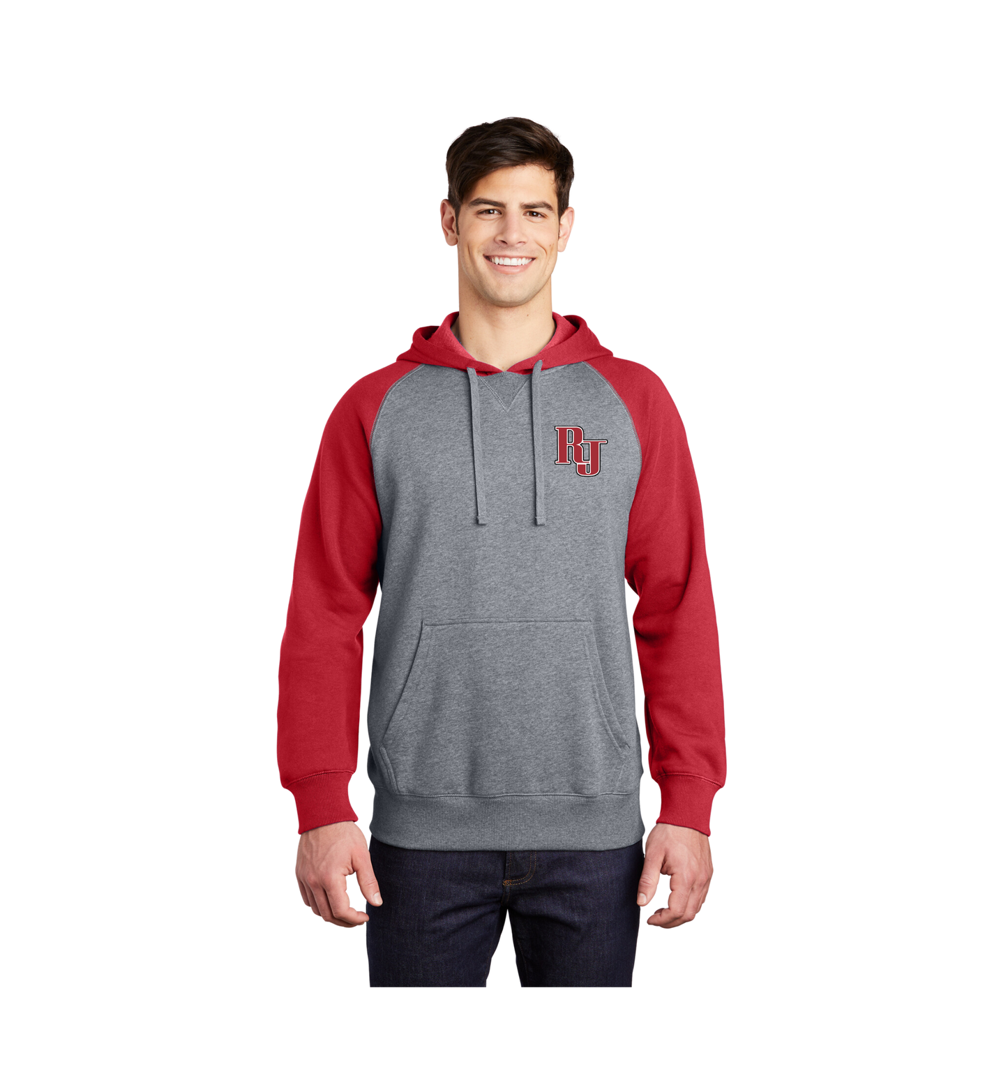 Red Jacket Sport-Tek® Raglan Colorblock Pullover Hooded Sweatshirt