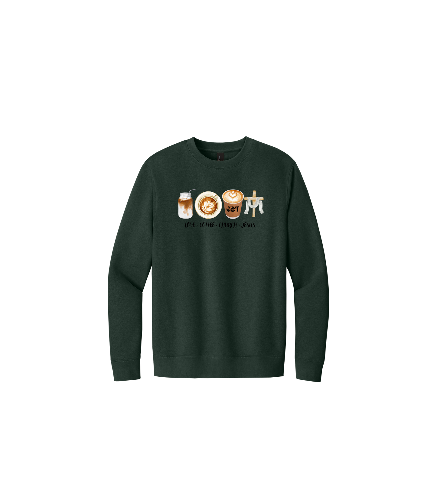 Love - Coffee - Church - Jesus District® V.I.T.™ Fleece Crew