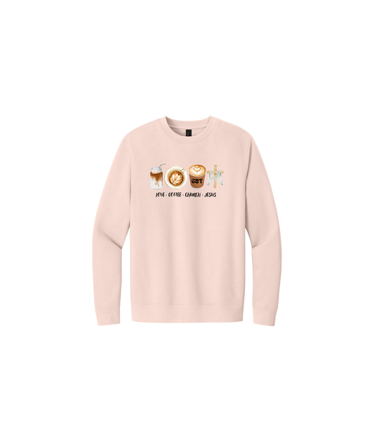 Love - Coffee - Church - Jesus District® V.I.T.™ Fleece Crew