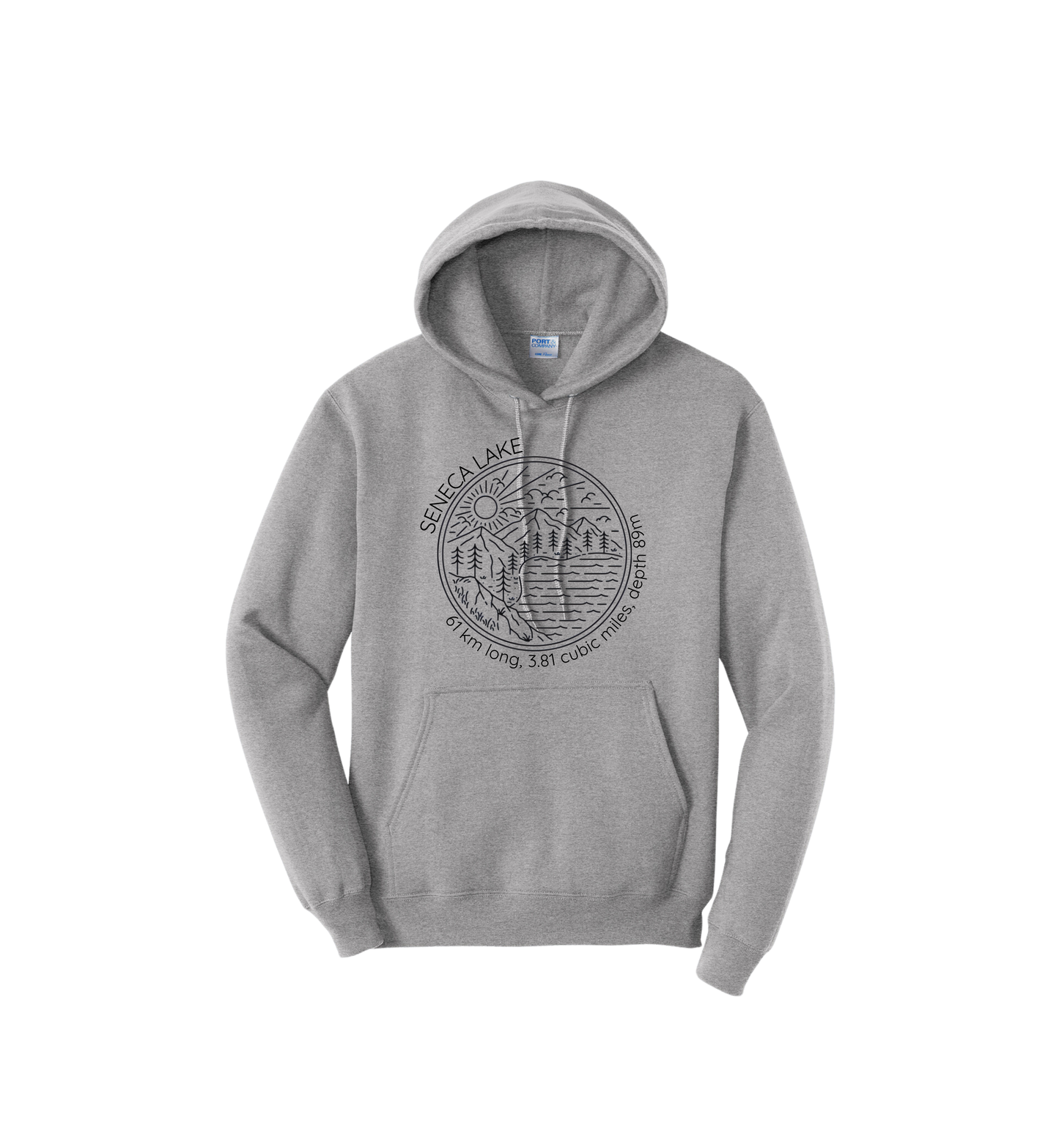 The Finger Lakes Seneca Lake Scene with Factoids Hoodie
