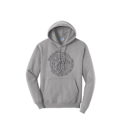 The Finger Lakes Seneca Lake Scene with Factoids Hoodie