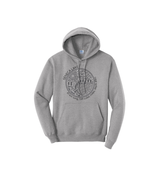 The Finger Lakes Seneca Lake Scene with Factoids Hoodie
