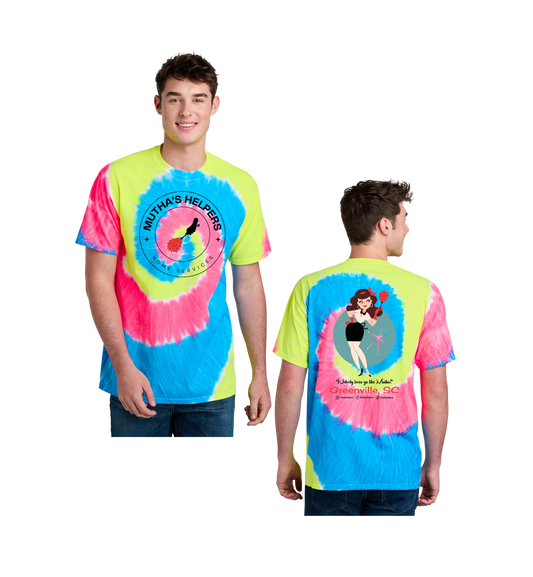 Mutha's Helpers Classic Neon Rainbow Tie-Dye Tee