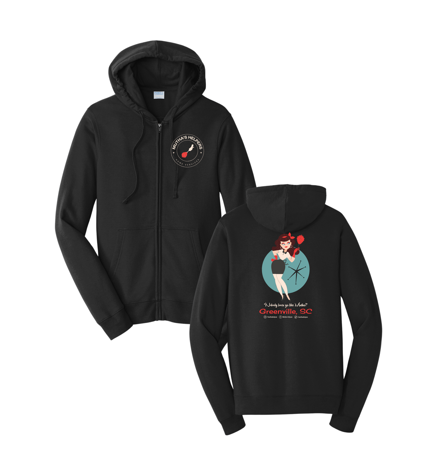 Mutha's Helpers Classic Fleece Full-Zip Hooded Sweatshirt