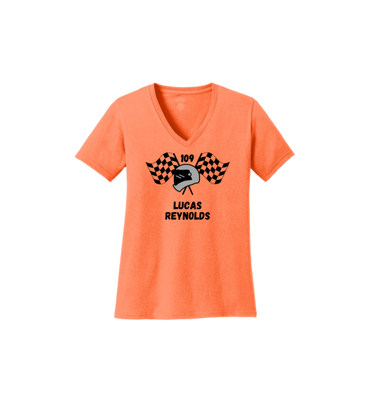 Reynolds Racing LPC54V  Port & Company® Women's Core Cotton V-Neck Tee